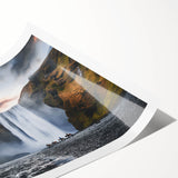 Extra large wall art featuring line art flowers in muted earth tones on a rolled canvas.