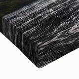 Large art featuring a black and white Icelandic landscape on stretched canvas, suitable for bedroom wall decor.