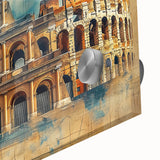 Large abstract depiction of Rome on acrylic glass with muted earth tones.