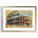 Extra large abstract art print depicting a textured Rome scenery in muted earth tones on a framed canvas.