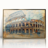 Art deco poster of Rome with gold accents on acrylic, ideal for modern art wall decor.