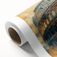 Art Deco poster of Rome with pastel shades on rolled canvas, ideal for nursery wall art.
