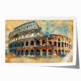 Rolled print of a European scenery in Rome with pastel shades, ideal for art wall dining room.
