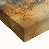 Large art of a black and white Rome landscape painting on stretched canvas, suitable for bedroom wall decor.