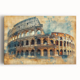 Black and white stretched canvas of Rome's cityscape, ideal for kitchen wall art or bedroom decor.