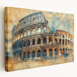 Large stretched canvas of Rome scenery in muted earth tones, suitable for kitchen wall art.