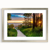 Extra large abstract art print of a textured European landscape in muted earth tones, framed in silver.