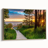 Framed canvas depicting a vintage-style landscape of Latvia in muted gold and black tones, ideal for bedroom wall decor.