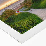 Art deco poster of a European scenery in Latvia, featuring muted earth tones on rolled canvas.