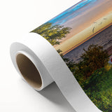 Art deco poster of a European Latvia landscape in soft pastel shades on rolled canvas, ideal for nursery wall art.