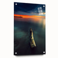 Large abstract wall art depicting a European Lithuanian landscape on acrylic glass, ideal for bedroom or dining room decor.