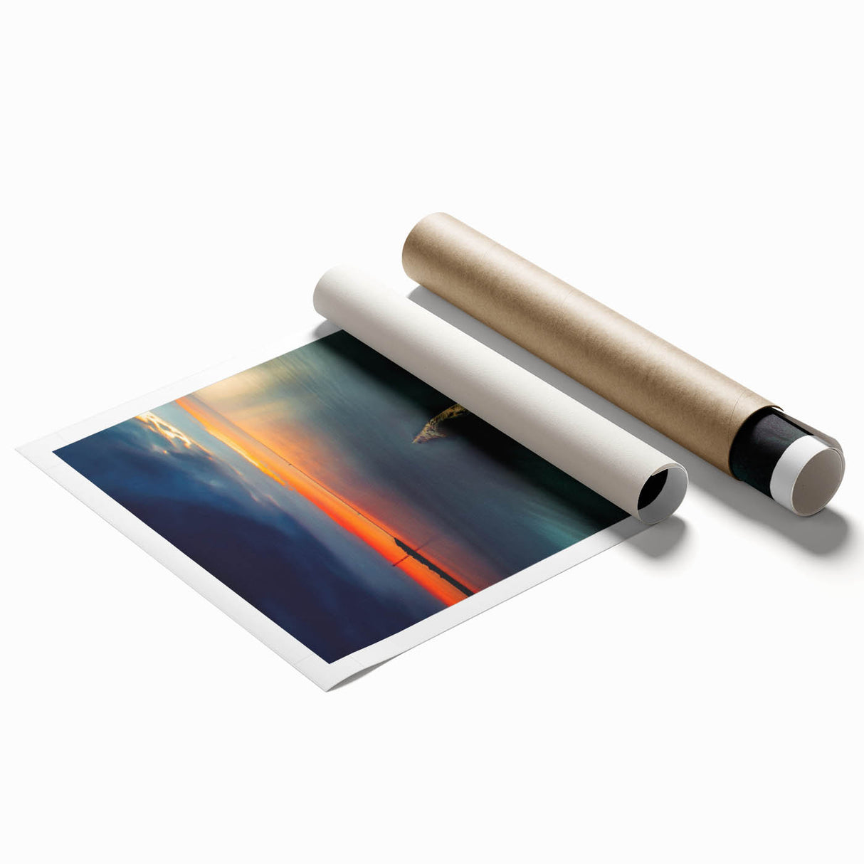 Extra large wall art depicting a serene Lithuanian landscape on a rolled canvas, featuring soft pastel colors.