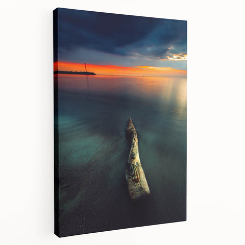 Large wall art on canvas depicting a serene Lithuanian landscape in subdued earth tones, ideal for kitchen wall art.
