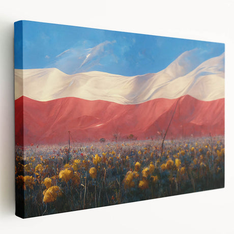Side view of a stretched canvas depicting a European cityscape in muted earth tones, ideal for kitchen wall art.