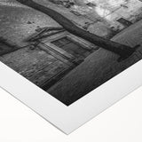 Art deco poster of Barcelona cityscape in muted gray, ideal for dining room wall art, on rolled canvas.