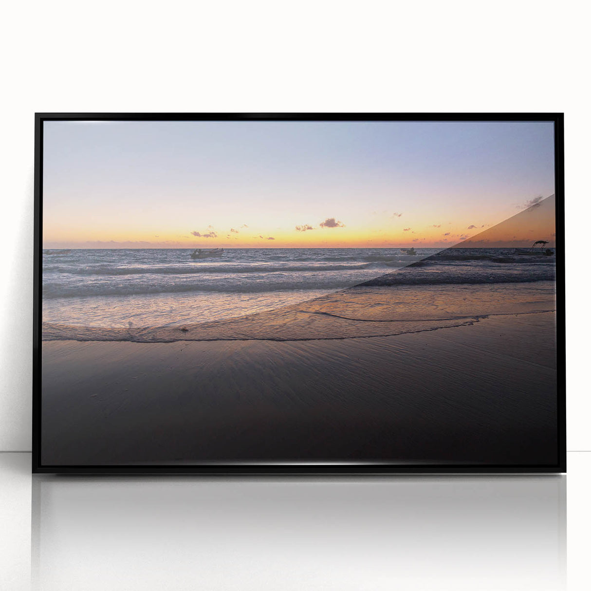 Large abstract wall art depicting a Yucatan scenery in muted earth tones on a framed acrylic.
