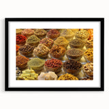 Extra large framed abstract print of Dubai skyline in vibrant, colorful textures, ideal for living room decor.