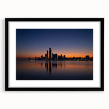 Extra large framed abstract art print featuring a colorful, textured depiction of the Abu Dhabi skyline.