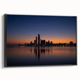Black and white framed canvas of Abu Dhabi landscape, ideal for bedroom wall art.