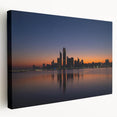 Large canvas print of Abu Dhabi skyline in muted earth tones, ideal for kitchen wall art.