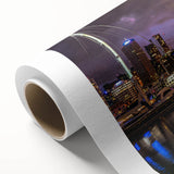 Art deco poster of Auckland skyline in pastel shades on rolled canvas, ideal for nursery wall art.