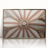 Large art print of a Canterbury, New Zealand scenery in acrylic, framed in gold, featuring mid-century modernist style.