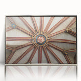 Mid-century modernist art of Canterbury, New Zealand landscape in muted earth tones on a silver-framed acrylic.