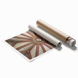 Extra large rolled canvas depicting a serene Canterbury, New Zealand landscape with vivid green fields and distant mountains.