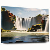 Large abstract depiction of an Argentine landscape in muted earth tones on acrylic glass.