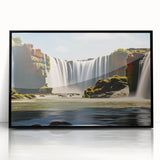 Large abstract wall art depicting a stylized Argentine landscape in muted earth tones on a framed acrylic panel.