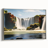 Landscape art painting of an Argentine scenery on a framed canvas, featuring vibrant colorful art with black accents.