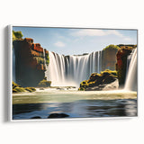 Vintage poster art of an Argentine landscape on framed canvas, featuring vibrant colors, ideal for living room decor.