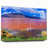 Acrylic print of a large abstract depiction of a Bolivian landscape in earthy tones.