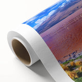 Art Deco style poster of a Bolivian landscape in soft pastel shades, ideal for nursery wall art, printed on rolled canvas.