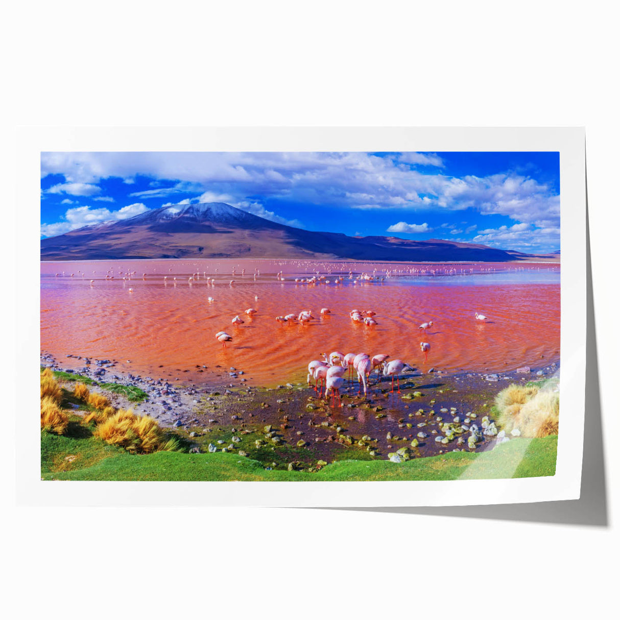 Extra large rolled print of a Bolivian landscape with muted earth tones, ideal for dining room decor.
