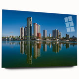 Large abstract wall art of a Brazilian landscape in muted earth tones on acrylic glass.