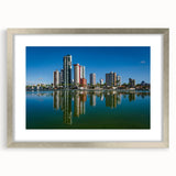 Abstract textured art print depicting a vibrant scene of a Brazilian landscape, framed in silver, ideal for bedroom art.