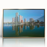 Large art print of a Brazilian landscape in muted earth tones on framed acrylic.