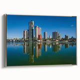 Framed canvas featuring a vintage-style landscape painting of a Brazilian scene.