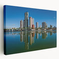 Large art depicting a scenic view of Brazil with lush greenery and mountains on stretched canvas.