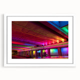 Abstract art print of Alabama scenery in muted earth tones on a framed white mat, suitable for dining room decor.