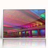 Art deco poster of Alabama scenery in muted earth tones, framed acrylic, ideal for nursery wall art.