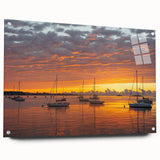 Acrylic glass print of a large abstract design in blue and green tones, suitable for bedroom or dining room decor.