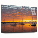 Large abstract wall art depicting a serene Connecticut landscape, rendered in cool blue and green tones on acrylic glass.