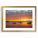 Extra large abstract art print of a textured Connecticut scenery in muted earth tones, framed in gold.