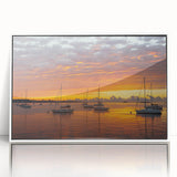 Art deco poster of Connecticut scenery in muted pastel colors, framed in white acrylic, suitable for nursery wall art.