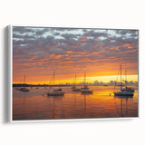 Vintage poster art of a scenic Connecticut landscape on a framed canvas, with colorful art in muted earth tones.