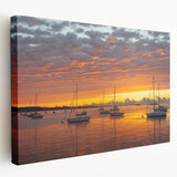 Side view of a large stretched canvas depicting a serene Connecticut landscape, ideal for kitchen wall art.