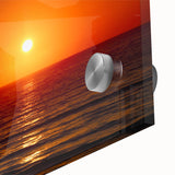 Large abstract wall art print on acrylic glass depicting vibrant Daytona scenery in mid-century modernist style.