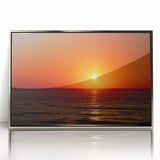 Mid-century modernist art depicting Daytona scenery in muted blue and silver tones on a framed acrylic.